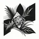 a diamond balancing on top of a single blade of grass tattoo design idea