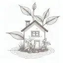 a seed growing out of the ground into a plant. but the plant is slowly becoming a house tattoo design idea
