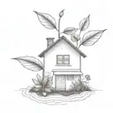 a seed growing out of the ground into a plant. but the plant is slowly becoming a house tattoo design idea