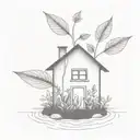 a seed growing out of the ground into a plant. but the plant is slowly becoming a house tattoo design idea