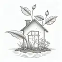 a seed growing out of the ground into a plant. but the plant is slowly becoming a house tattoo design idea