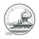 a nuclear explosion contained within a perfect circle tattoo design idea