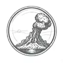 a nuclear explosion contained within a perfect circle tattoo design idea