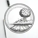 a nuclear explosion contained within a perfect circle tattoo design idea
