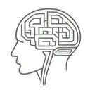 a simple minimalist line drawing of a brain as a maze tattoo design idea