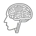 a simple minimalist line drawing of a brain as a maze tattoo design idea