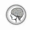 a brain inside a circular frame with geometric patterns shooting from it tattoo design idea