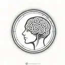 a brain inside a circular frame with geometric patterns shooting from it tattoo design idea