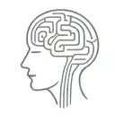 a simple minimalist line drawing of a brain as an elaborate maze with offshoots tattoo design idea