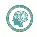 a brain inside a circular frame with geometric patterns shooting from it tattoo design idea