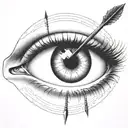 a pair of eyes with an arrow dart stuck in the iris tattoo design idea