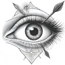 a pair of eyes with an arrow dart stuck in the iris tattoo design idea