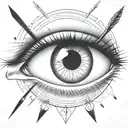 a pair of eyes with an arrow dart stuck in the iris tattoo design idea
