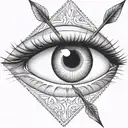 a pair of eyes with an arrow dart stuck in the iris tattoo design idea