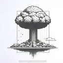 a nuclear explosion mushroom cloud contained within a perfect black rectangle tattoo design idea