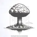 a nuclear explosion mushroom cloud contained within a perfect black rectangle tattoo design idea