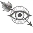 an eyeball with an arrow shooting through it withou a circle around it tattoo design idea