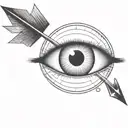 an eyeball with an arrow shooting through it withou a circle around it tattoo design idea
