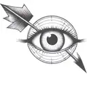 an eyeball with an arrow shooting through it withou a circle around it tattoo design idea