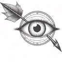 an eyeball with an arrow shooting through it withou a circle around it tattoo design idea