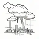 a mushroom cloud from a nuclear explosion destroying a major city within an abstract frame tattoo design idea