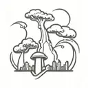 a mushroom cloud from a nuclear explosion destroying a major city within an abstract frame tattoo design idea
