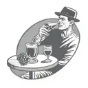 a very simple line illustration of a close up person drinking sangria in a park. drinking from a wine glass tattoo design idea