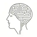 a simple minimalist line drawing of a brain as an elaborate maze with offshoots tattoo design idea