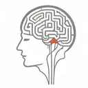 a simple minimalist line drawing of a brain as an elaborate maze with offshoots tattoo design idea