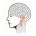 a simple minimalist line drawing of a brain as an elaborate maze with offshoots tattoo design idea