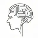 a simple minimalist line drawing of a brain as an elaborate maze with offshoots tattoo design idea