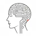 a simple minimalist line drawing of a brain as an elaborate maze with offshoots tattoo design idea