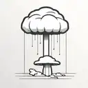 an abstract nuclear explosion mushroom cloud in an abstract black line frame tattoo design idea