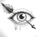 an eyeball with an arrow shooting through it withou a circle around it tattoo design idea