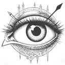 an eye with an arrow dart stuck in the iris tattoo design idea