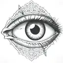 an eye with an arrow dart stuck in the iris tattoo design idea