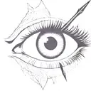 an eye with an arrow dart stuck in the iris tattoo design idea