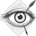 an eye with an arrow dart stuck in the iris tattoo design idea