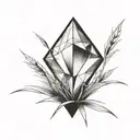 a diamond balancing on top of a single blade of grass tattoo design idea