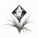 a diamond balancing on top of a single blade of grass tattoo design idea
