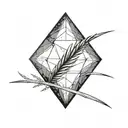 a diamond balancing on top of a single blade of grass tattoo design idea