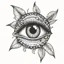 an eye with a playing dart stuck in the iris tattoo design idea