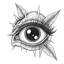 an eye with a playing dart stuck in the iris tattoo design idea
