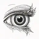 an eye with a playing dart stuck in the iris tattoo design idea