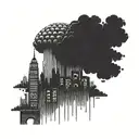 a nuclear explosion mushroom cloud destroying a city tattoo design idea