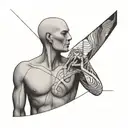 simple abstract human art using black lines depicting the interfacing between therapist and client tattoo design idea