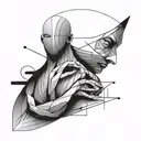 simple abstract human art using black lines depicting the interfacing between therapist and client tattoo design idea