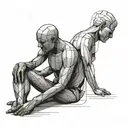 simple abstract human art using black lines depicting the interfacing between therapist and client tattoo design idea