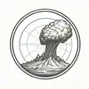 a nuclear explosion contained within a perfect circle tattoo design idea