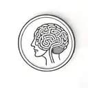 a brain inside a circular frame with geometric patterns shooting from it tattoo design idea